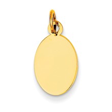 14k Gold Plain .011 Gauge Engravable Oval Disc Charm hide-image