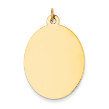 14k Gold Plain .035 Gauge Engravable Oval Disc Charm hide-image