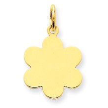14k Gold Plain .018 Gauge Engravable Flower Disc Charm hide-image