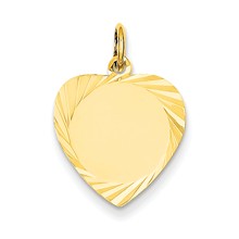 14k Gold Etched .013 Gauge Engravable Heart Disc Charm hide-image