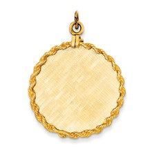 14k Gold Patterned .013 Gauge Circular Engravable Disc with Rope Charm hide-image