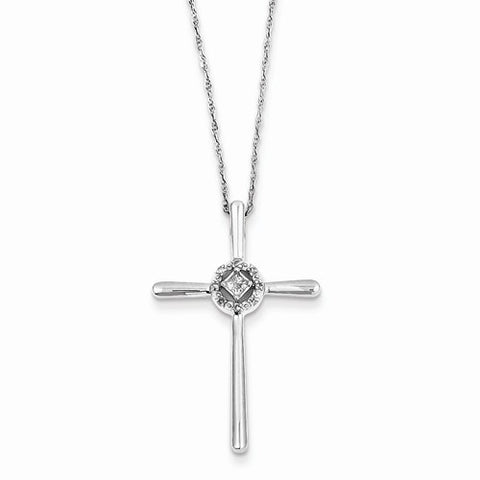 14K White Gold Diamond Eternal Life Cross Necklace