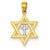 14k Gold Diamond with Rhodium Star of David with Cross Charm hide-image