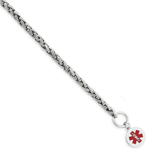 Sterling Silver Engraveable Enameled Disc Medical Id Bracelet