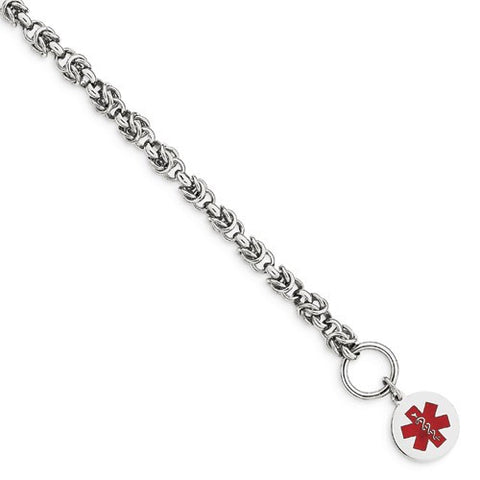 Sterling Silver Engraveable Enameled Disc Medical Id Bracelet