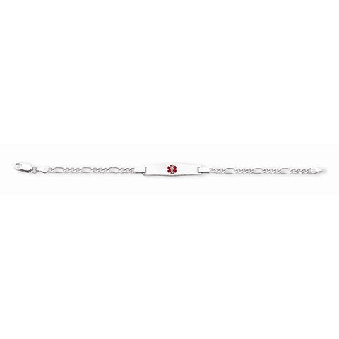Sterling Silver Childrens Medical Id Bracelet with Figaro , 6 inches, Outstanding Bracelets For Women