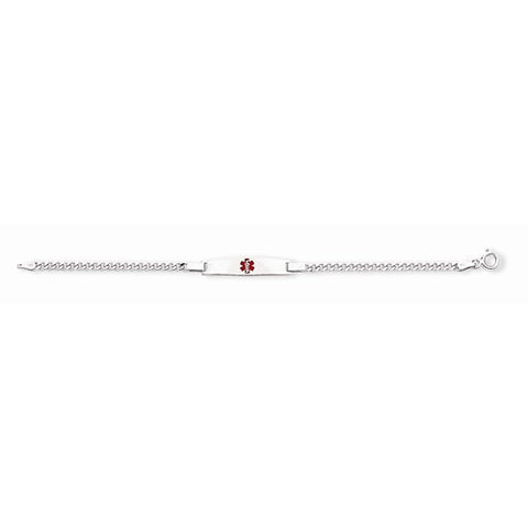 Sterling Silver Childrens Medical Id Bracelet with Curb Li , 6 inches, Exquisite Bracelets For Women