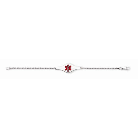 Sterling Silver Childrens Medical Id Bracelet with Rope Li , 6 inches, Beautiful Bracelets For Women