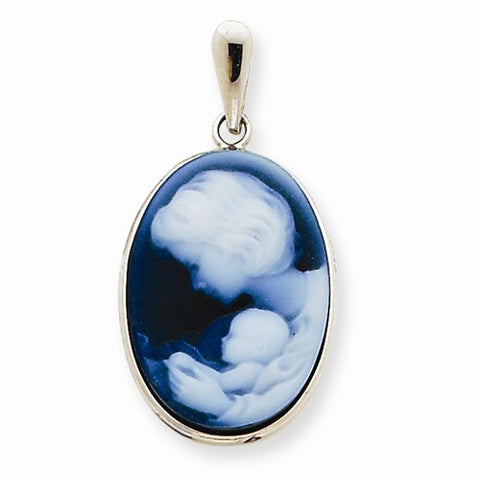 14k White Gold New Arrival III Agate Cameo pendant, Pretty Pendants for Necklace