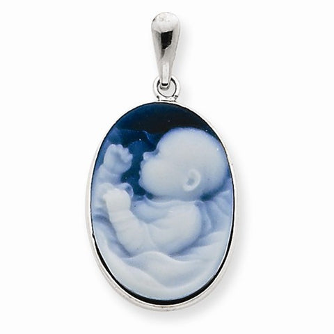 14k White Gold New Arrival III Baby Agate Cameo Pendant, Pendants for Necklace