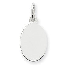 14k White Gold Plain .018 Gauge Oval Engravable Disc Charm hide-image