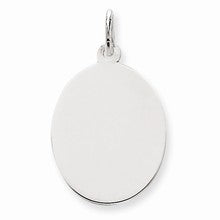 14k White Gold Plain .027 Gauge Oval Engravable Disc Charm hide-image