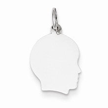14k White Gold Plain Small Facing Right Engravable Boy Charm hide-image