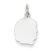 14k White Gold Plain Small Facing Right Engravable Girl Charm hide-image