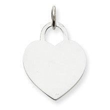 14k White Gold Medium Engravable Heart Pendant Charm hide-image