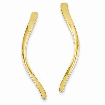 14k Yellow Gold Long Curled Post Earrings