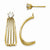 14k Yellow Gold J Hoop Polished w/CZ Stud Earrings
