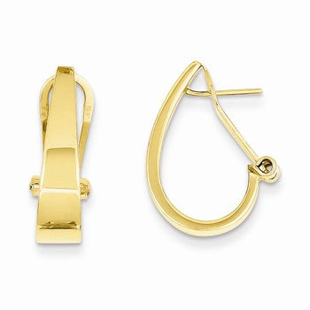14k Yellow Gold Polished J-Hoop Omega Back Post Earrings