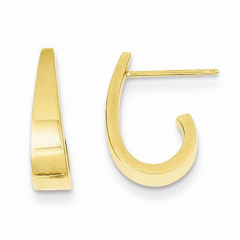 14k Yellow Gold Small Polished J Hoop Earrings