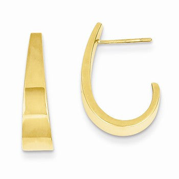 14k Yellow Gold Medium Polished J Hoop Earrings