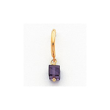 14k Yellow Gold Purple CZ Dangle Half Hoop Earrings