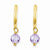14k Yellow Gold Purple CZ Dangle Half Hoop Earrings