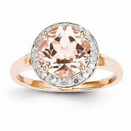 14k Rose Gold Diamond and Morganite Round Ring