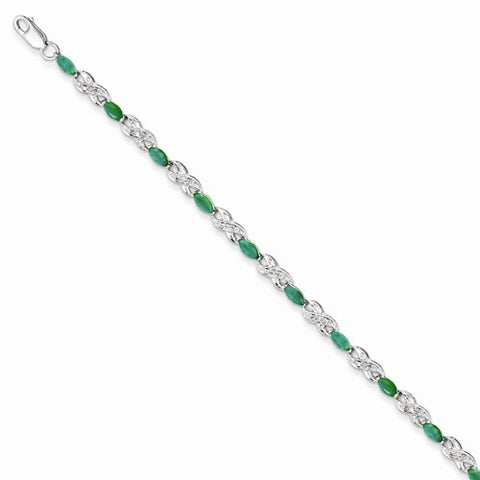 14K White Gold Diamond and Emerald Figure Bracelet