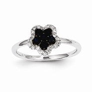 14k White Gold Diamond & Sapphire Flower Ring