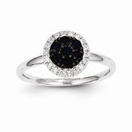 14k White Gold Diamond & Sapphire Circle Ring