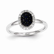 14k White Gold Diamond & Sapphire Oval Ring
