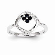 14k White Gold Diamond & Sapphire Ring