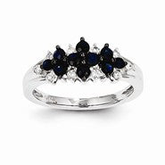 14k White Gold Diamond & Sapphire Ring