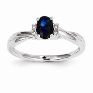 14k White Gold Diamond & Sapphire Ring