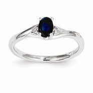 14k White Gold Diamond & Sapphire Ring