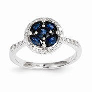 14k White Gold Diamond & Sapphire Circle Ring