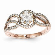 14k Rose Gold Diamond Flower Ring