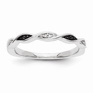 14k White Gold Black and White Diamond Ring