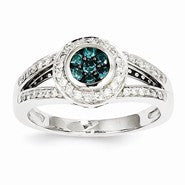 14k White Gold Blue Diamond Ring