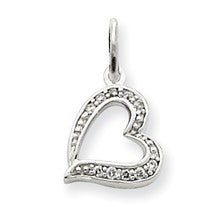 14k White Gold Diamond Heart Charm hide-image
