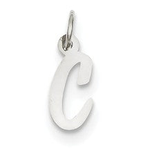 14k White Gold Small Slanted Block Initial C Charm hide-image