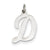 Large Script Initial D Charm in 14k White Gold