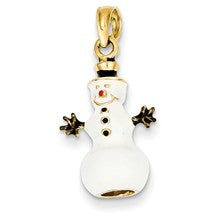 14k Gold 3-D Enameled Snowman Charm hide-image