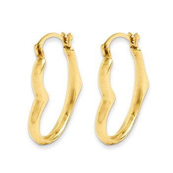 14k Yellow Gold Heart Hoop Earrings