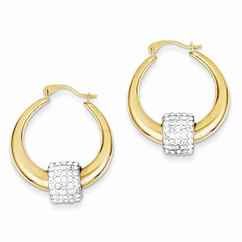 14k Yellow Gold Swarovski Elements Removeable Enhancer on Hoop Earrings