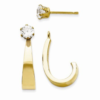 14k Yellow Gold J Hoop with CZ Stud Earring Jackets