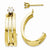 14k Yellow Gold Polished J Hoop with 4mm CZ Stud Earring Jackets