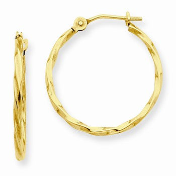 14k Yellow Gold Twist Hoop Earrings