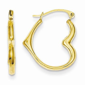 14k Yellow Gold Heart Hoop Earrings