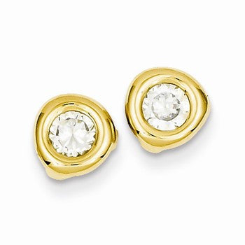 14k Yellow Gold Polished CZ Fancy Post Earrings